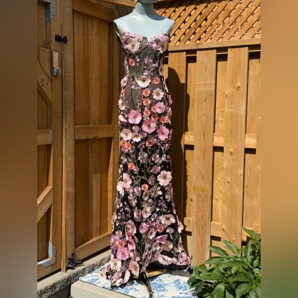 🆕 BRONX & BANCO 🧿 NWOT Jasmine Floral-Appliqued Gown, Black Multi - Sz M US 6 - Picture 11 of 15